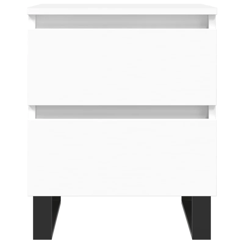 Table de chevet avec deux tiroirs 40 x 35 x 50 cm bois d’ingénierie blanc et fer DEC033372