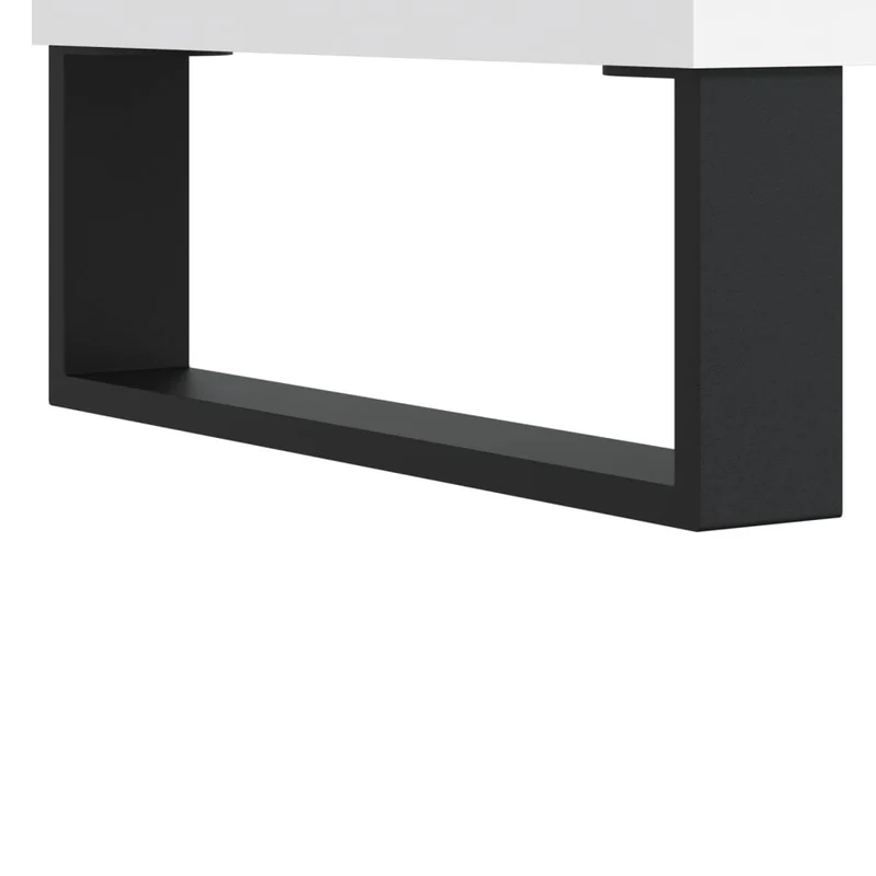 Table de chevet avec deux tiroirs 40 x 35 x 50 cm bois d’ingénierie blanc et fer DEC033372