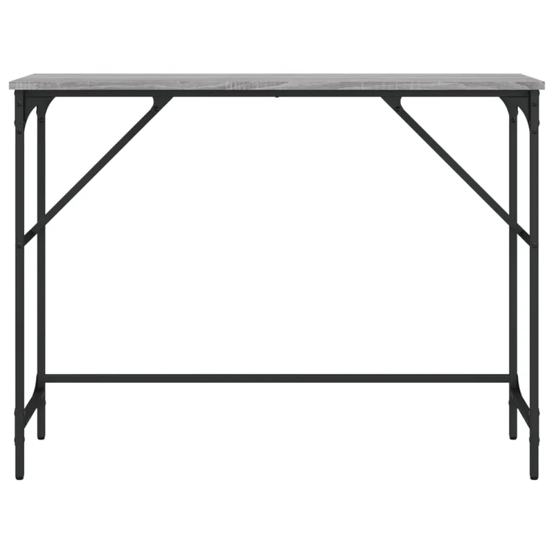 Table console 100 x 32 x 75 cm bois d'ingénierie gris et métal DEC032194