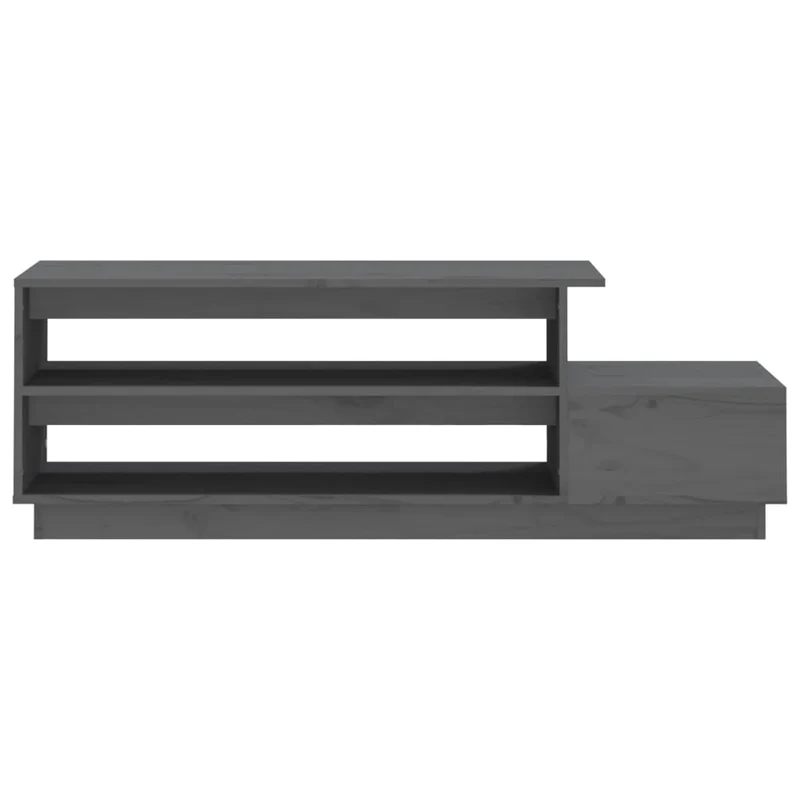 Table basse 2 compartiments et tiroir design moderne 120 x 50 x 40,5 cm bois massif de pin gris DEC039173