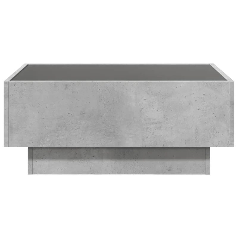 Table basse de salon design moderne avec LED 70 x 50 x 30 cm bois d'ingénierie gris et verre DEC037428