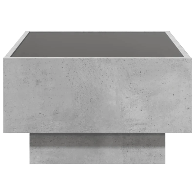 Table basse de salon design moderne avec LED 70 x 50 x 30 cm bois d'ingénierie gris et verre DEC037428