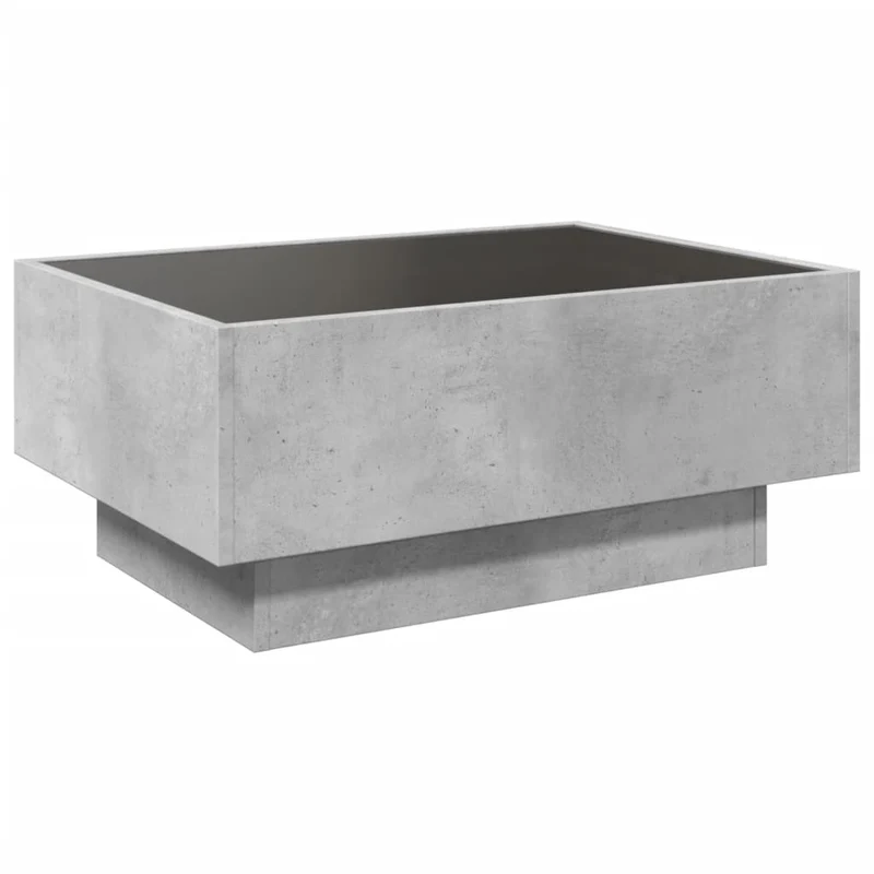 Table basse de salon design moderne avec LED 70 x 50 x 30 cm bois d'ingénierie gris et verre DEC037428