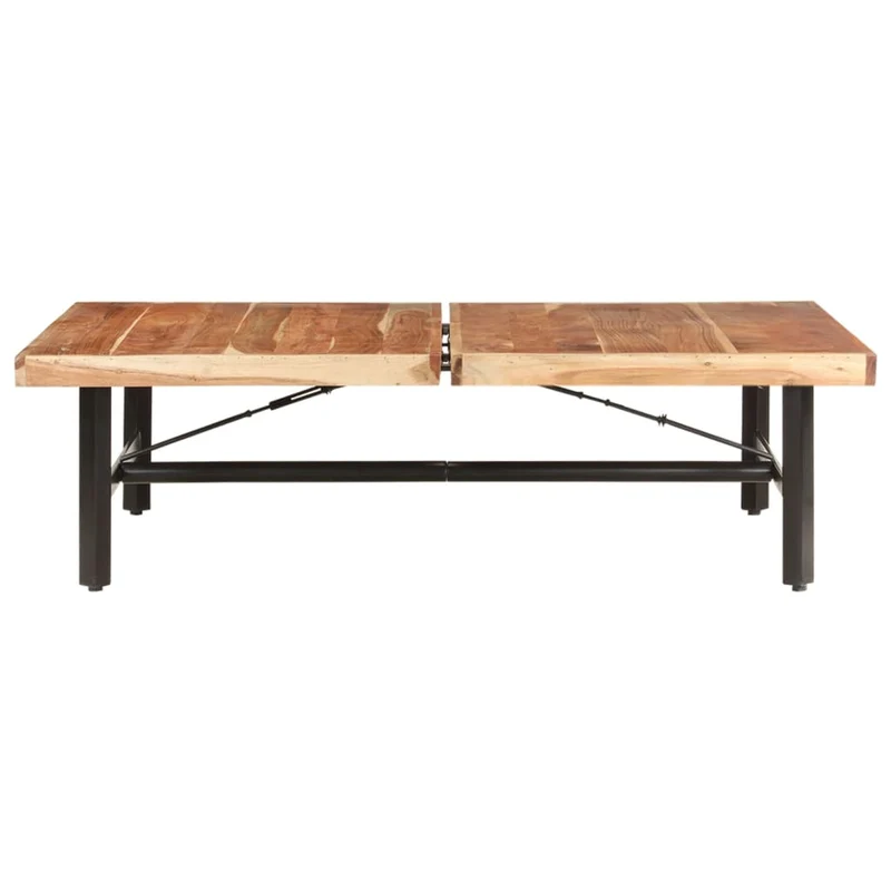 Table basse de salon design tropical industriel 142 x 90 x 42 cm bois d'acacia massif et fer DEC037027