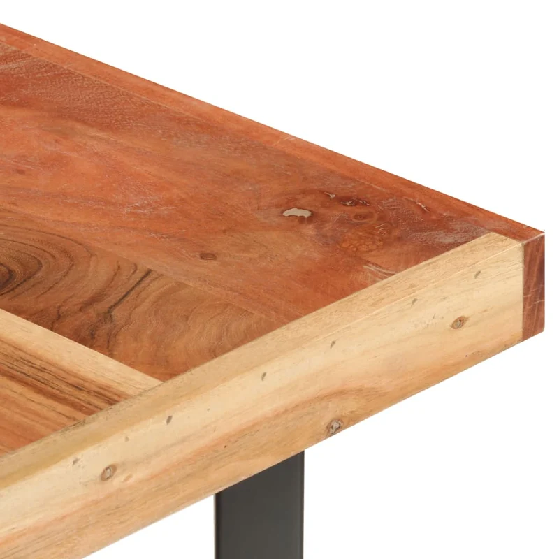 Table basse de salon design tropical industriel 142 x 90 x 42 cm bois d'acacia massif et fer DEC037027