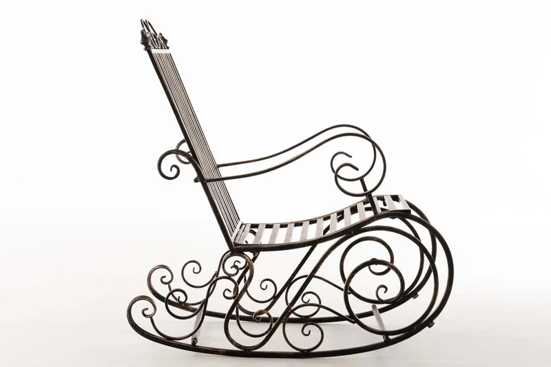 Chaise fauteuil à bascule rocking chair pour jardin en fer bronze vieilli MDJ10102