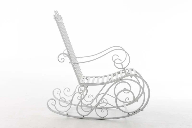 Chaise fauteuil à bascule rocking chair pour jardin en fer blanc MDJ10105