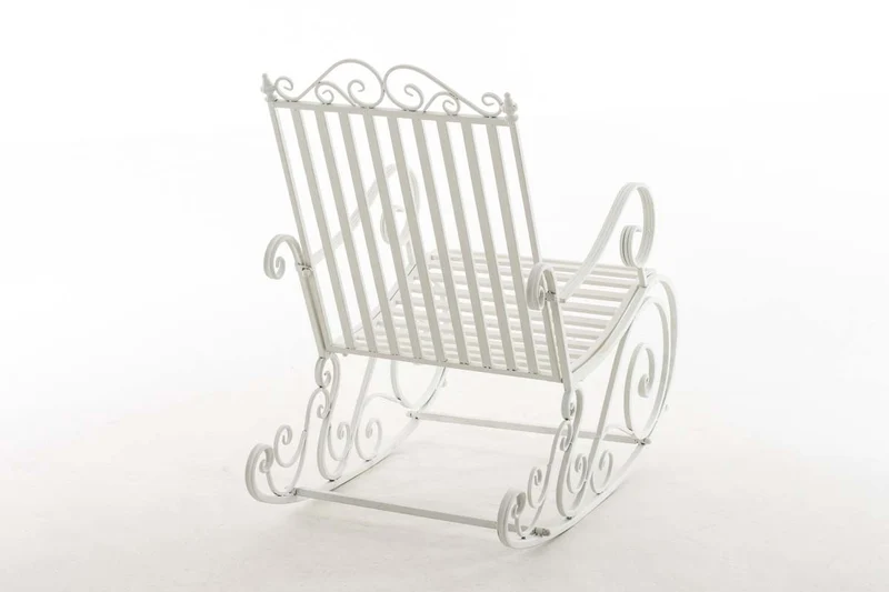 Chaise fauteuil à bascule rocking chair pour jardin en fer blanc MDJ10105