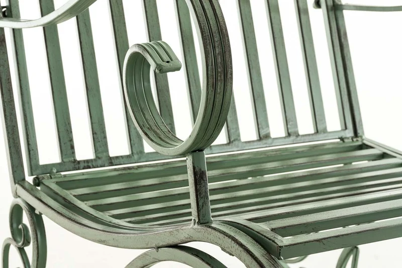 Chaise fauteuil à bascule rocking chair pour jardin en fer vert vieilli MDJ10100