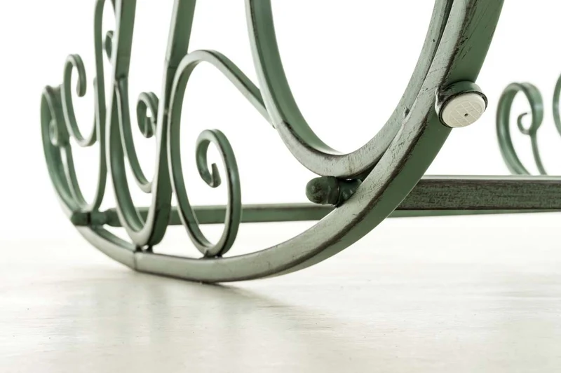 Chaise fauteuil à bascule rocking chair pour jardin en fer vert vieilli MDJ10100