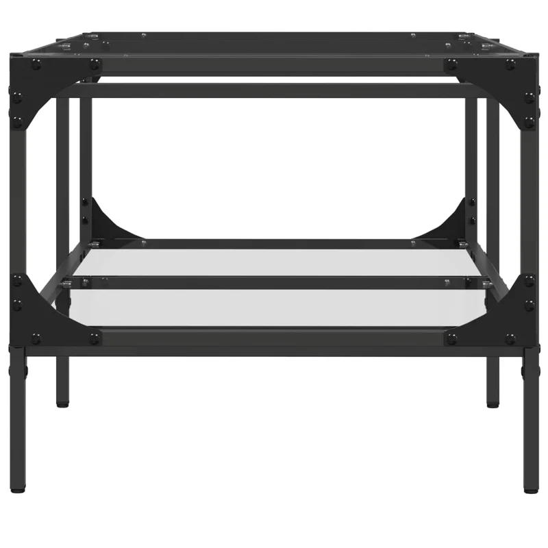 Table basse de salon design moderne avec dessus en verre transparent et acier 98,5 x 50 x 45cm DEC037380