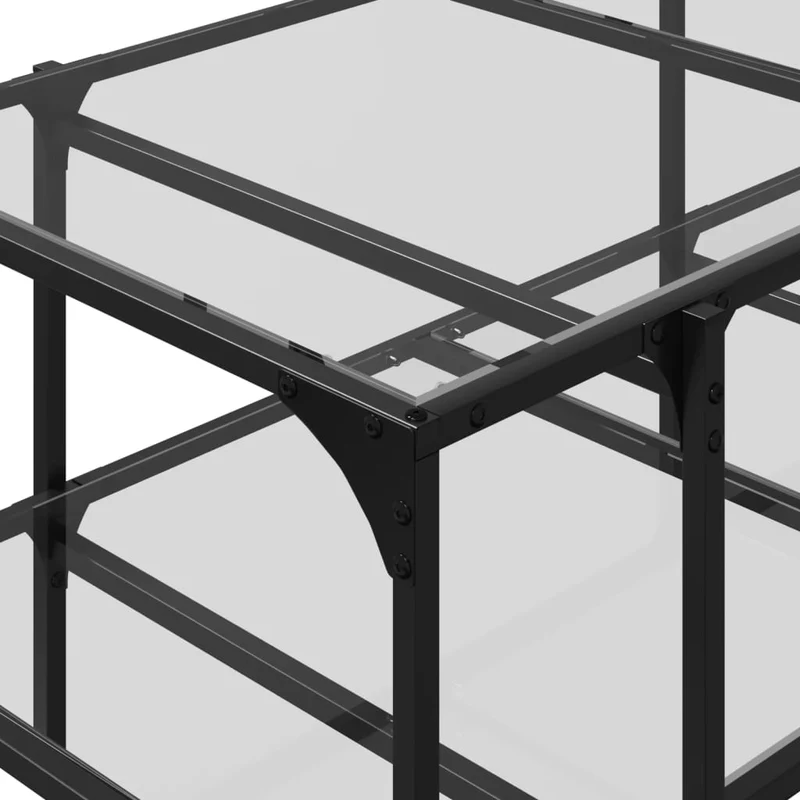 Table basse de salon design moderne avec dessus en verre transparent et acier 98,5 x 50 x 45cm DEC037380