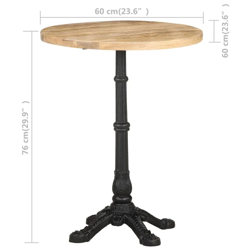 Table d'appoint auxiliaire bistro ø60 x 76 cm bois de manguier et fonte DEC036592