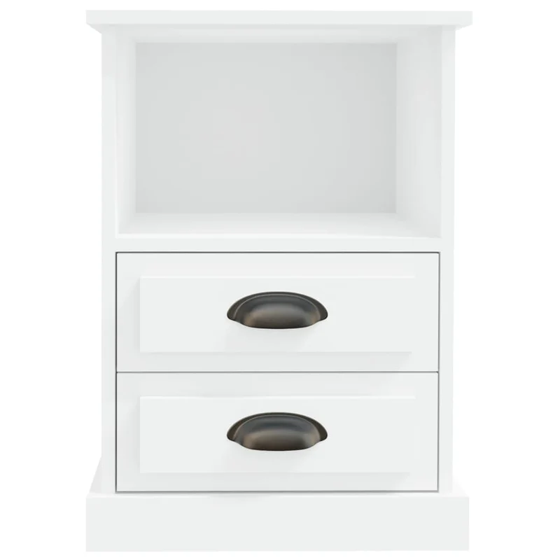 Table de chevet avec 2 tiroirs et compartiment ouvert 43 x 36 x 60 cm bois d'ingénierie blanc DEC033404