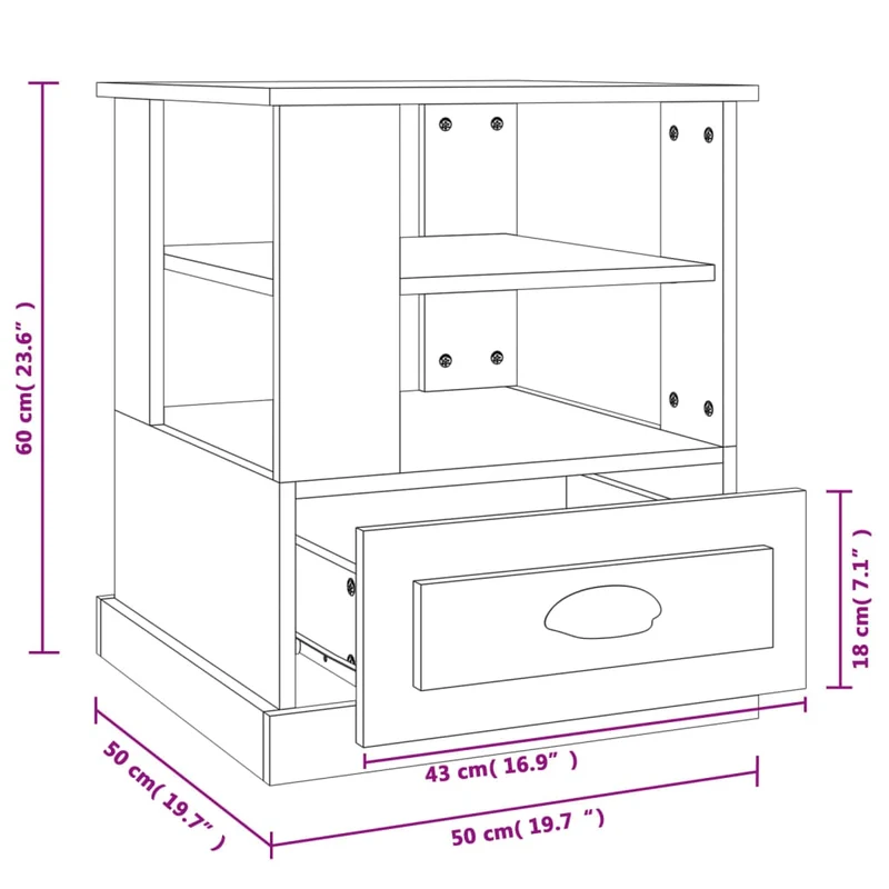 Table d'appoint meuble d'appoint 50 x 50 x 60 cm bois d'ingénierie gris DEC032537