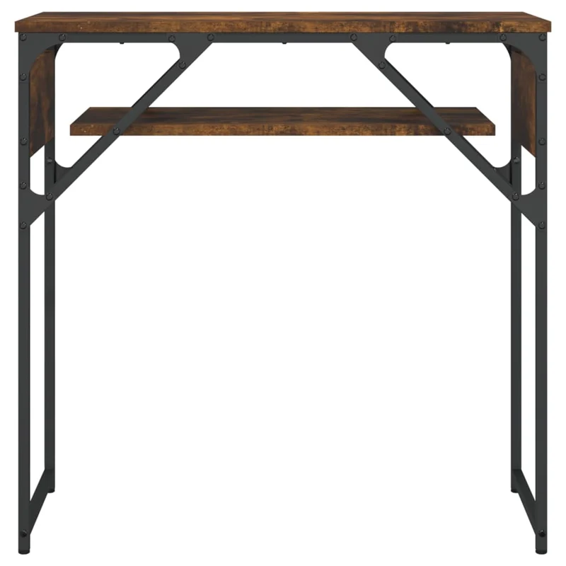 Table console avec étagère 75 x 30 x 75 cm bois d'ingénierie marron et métal DEC031641