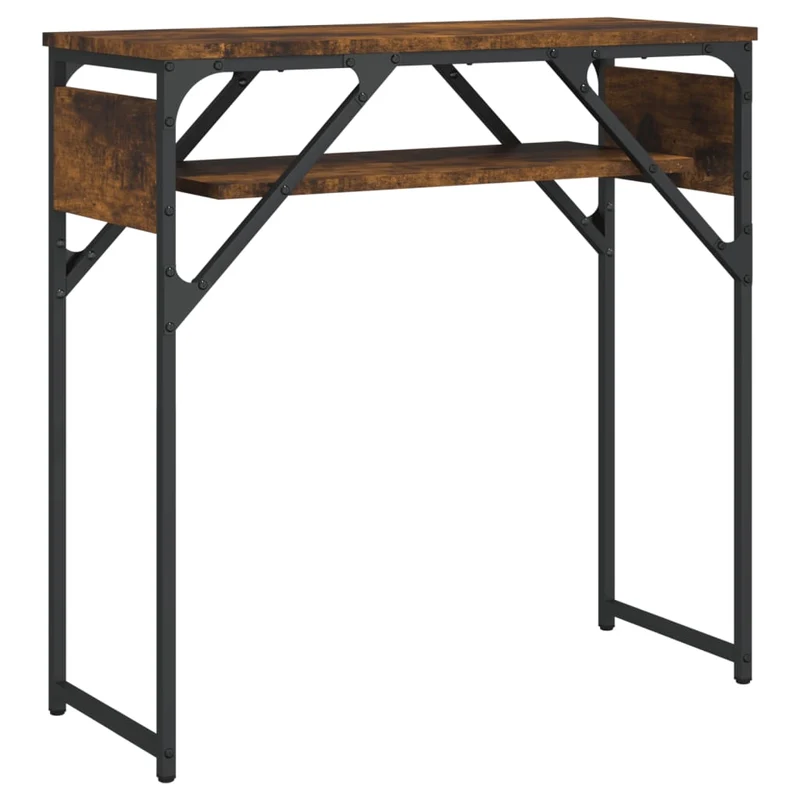 Table console avec étagère 75 x 30 x 75 cm bois d'ingénierie marron et métal DEC031641