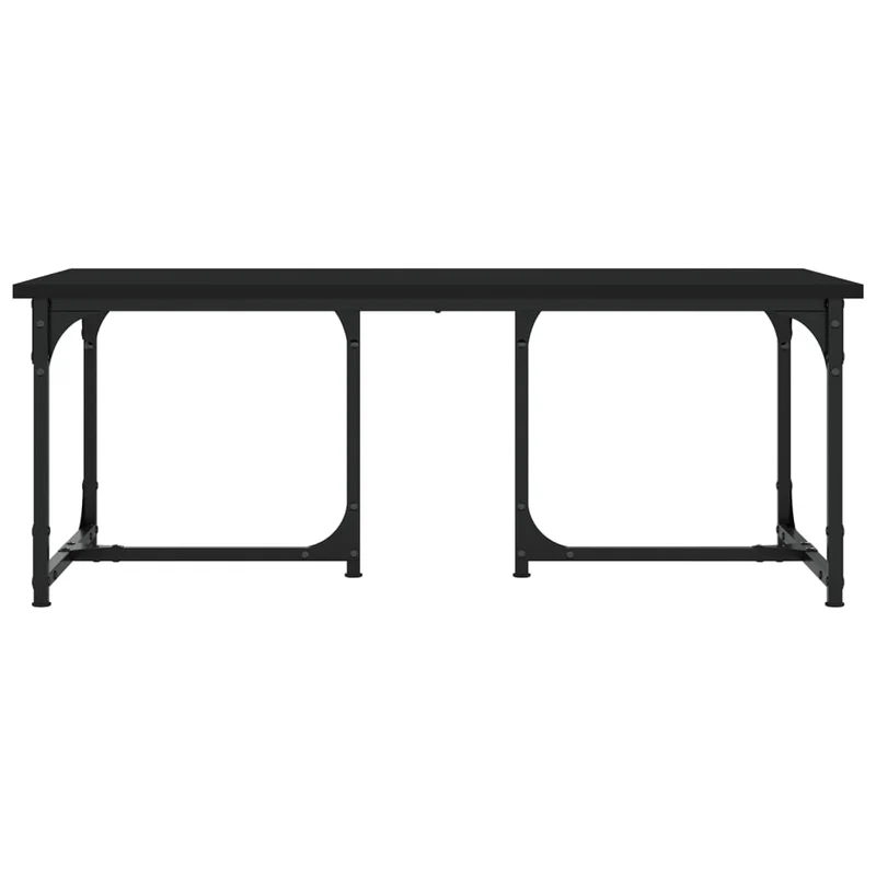 Table basse design industriel 90 x 50 x 35 cm bois d'ingénierie noir et métal DEC039818