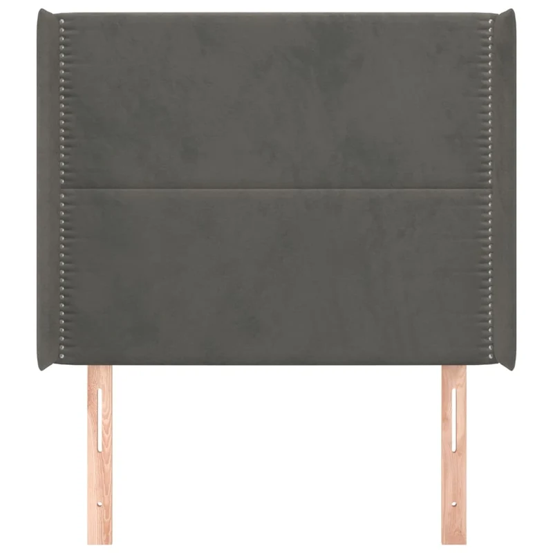 Tête de lit accessoire couchage chambre à coucher meuble avec rebord latéral 103 x 16 x 118/128 cm tissu velours gris foncé TDL0205070