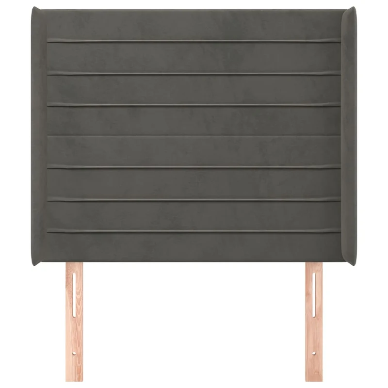 Tête de lit accessoire couchage chambre à coucher meuble avec rebord latéral 103 x 16 x 118/128 cm tissu velours gris foncé TDL0205066