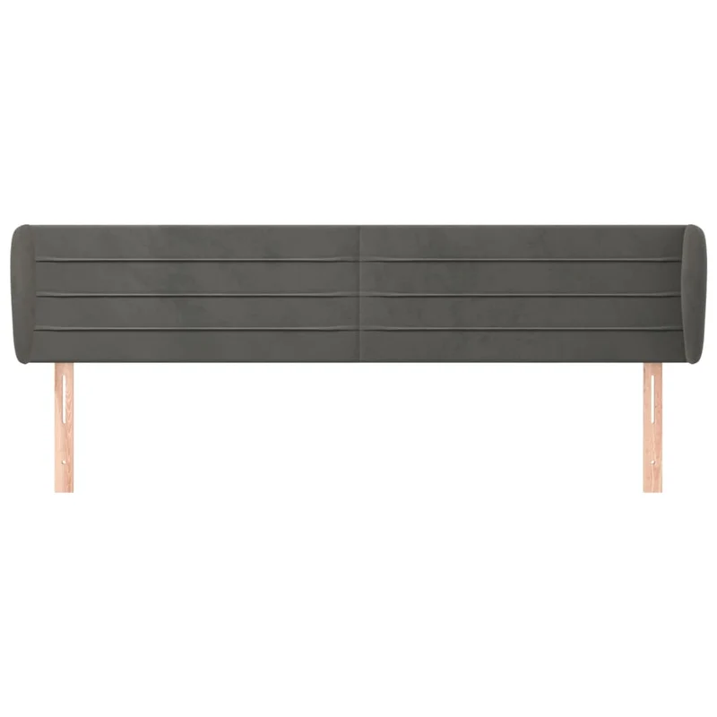 Tête de lit accessoire couchage chambre à coucher meuble avec rebord latéral 203 x 23 x 78/88 cm tissu velours gris foncé TDL0204914