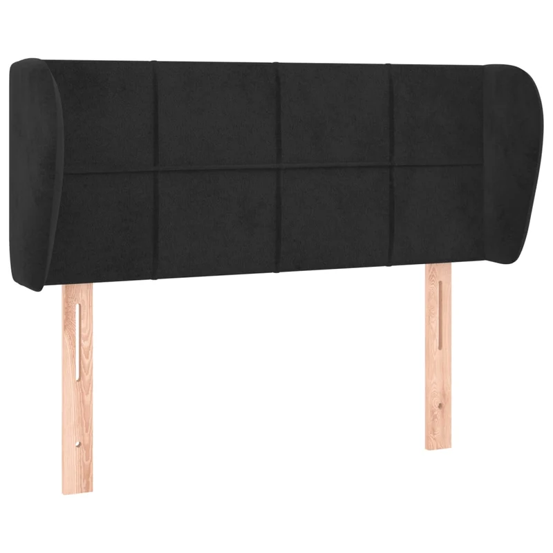 Tête de lit accessoire couchage chambre à coucher meuble avec rebord latéral 93 x 23 x 78/88 cm Tissu velours noir TDL0204377