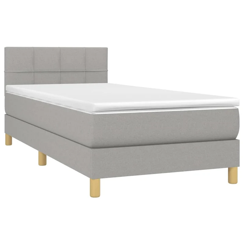 Cadre de lit LED avec sommier tête de lit matelas surmatelas 100x200 cm tissu gris clair TDL0207926