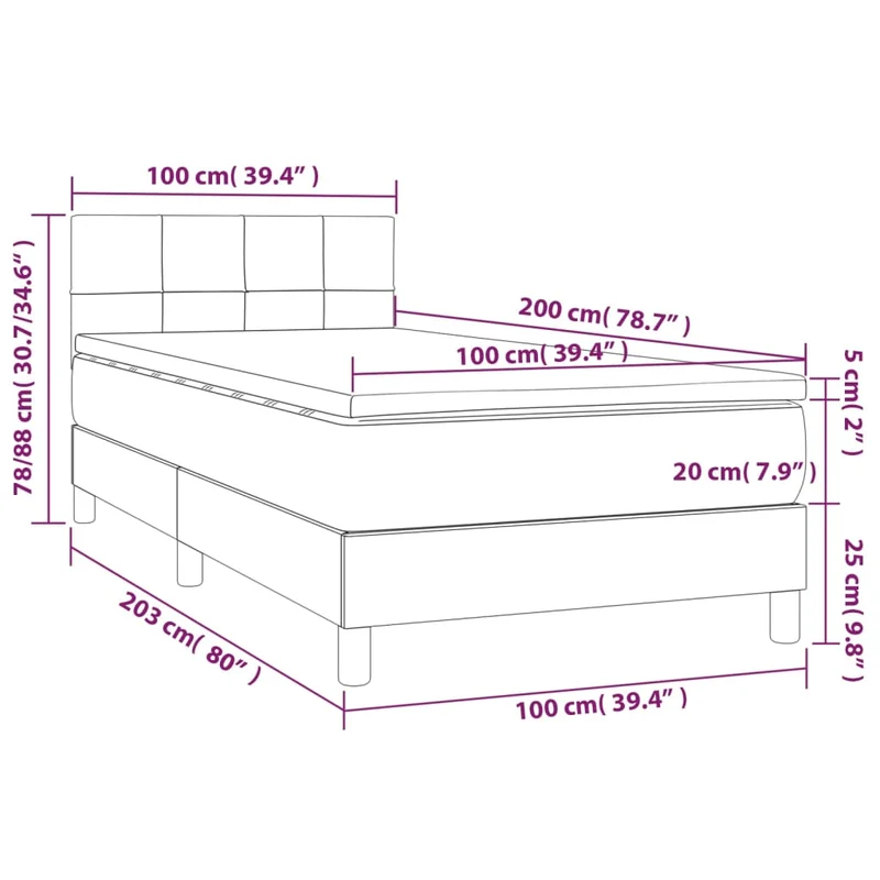 Cadre de lit LED avec sommier tête de lit matelas surmatelas 100x200 cm tissu gris clair TDL0207926