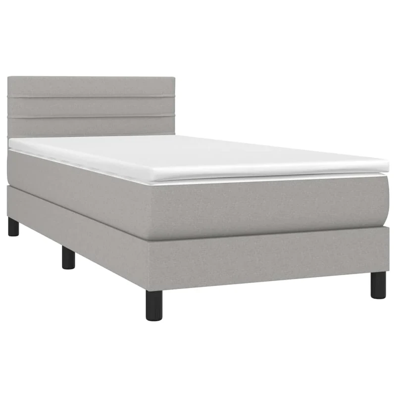 Cadre de lit LED avec sommier tête de lit matelas surmatelas 100x200 cm tissu gris clair TDL0207928