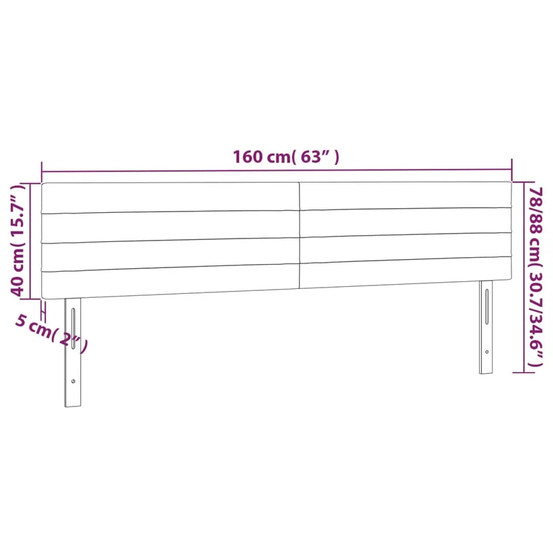 Tête de lit accessoire couchage chambre à coucher meuble à LED 160 x 5 x 78/88 cm tissu gris foncé TDL0201119