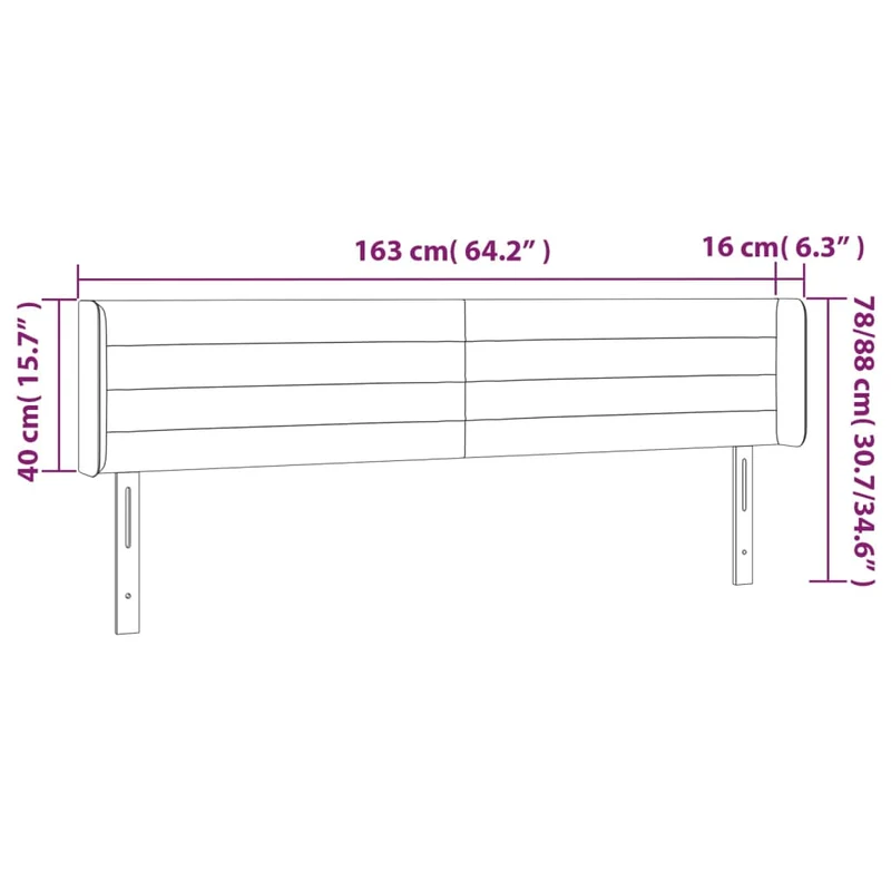 Tête de lit accessoire couchage chambre à coucher meuble à LED 163 x 16 x 78/88 cm tissu gris foncé TDL0201108