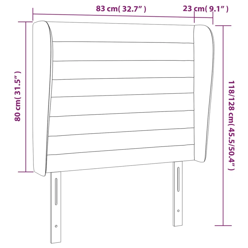 Tête de lit accessoire couchage chambre à coucher meuble avec rebord latéral 83 x 23 x 118/128 cm tissu gris foncé TDL0204892