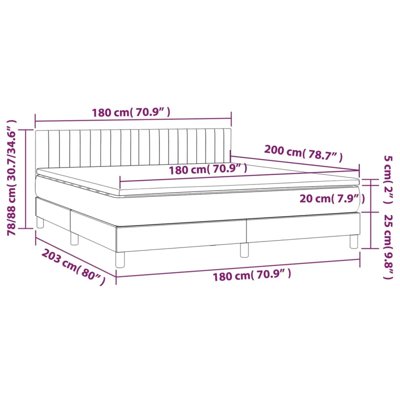 Cadre de lit LED avec sommier tête de lit matelas 180x200 cm tissu gris clair TDL0208508