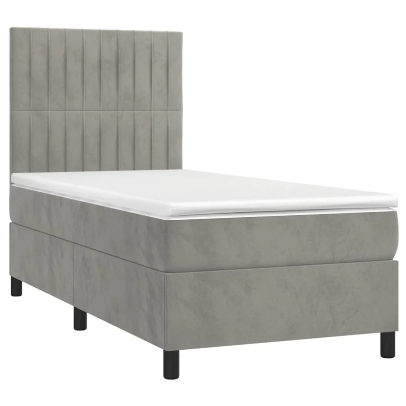 Cadre de lit LED avec sommier tête de lit matelas 80x200cm tissu velours gris clair TDL0208495