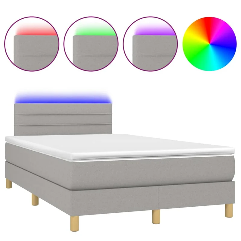 Cadre de lit LED avec sommier tête de lit matelas surmatelas 120x200 cm tissu gris clair TDL0207889