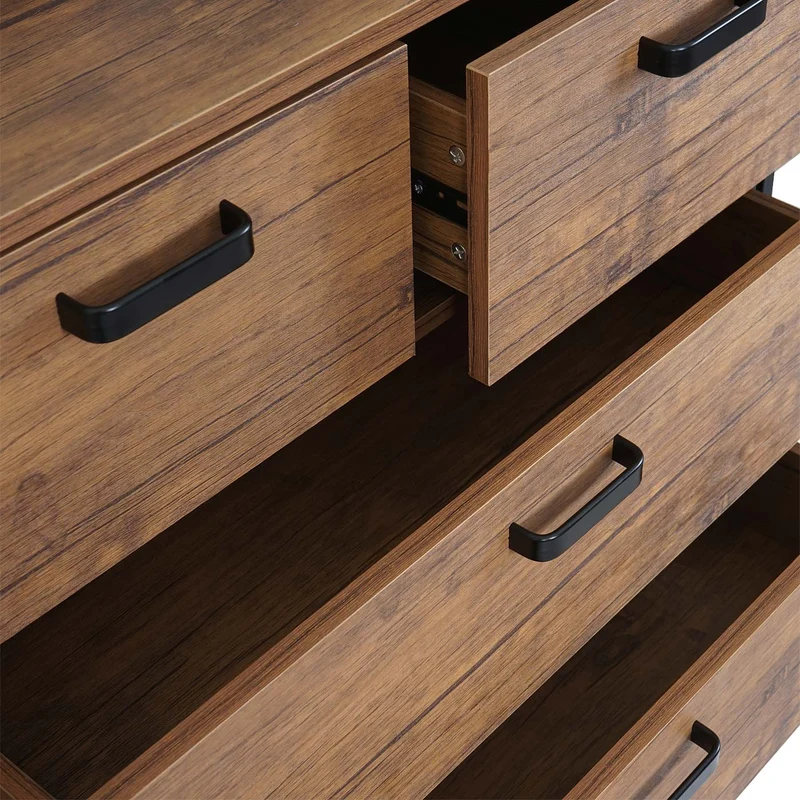 Buffet haut commode meuble de rangement avec 6 tiroirs 115 x 80 x 40 cm structure 3D finition chêne sauvage 04_0005975