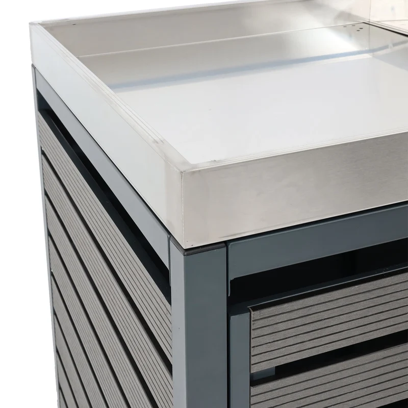 Cache-poubelles double avec bac à plantes 124 x 134 x 84 cm WPC / acier inoxydable anthracite 04_0005718