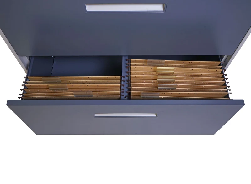 Armoire de bureau avec tiroirs verrouillables pour dossier A4 en acier gris 132x76x46cm 04_0001031