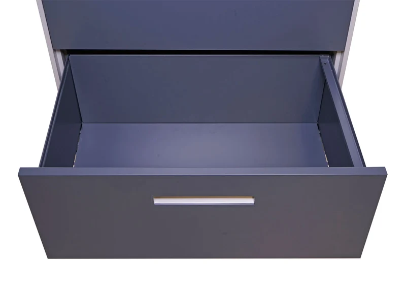 Armoire de bureau avec tiroirs verrouillables pour dossier A4 en acier gris 132x76x46cm 04_0001031