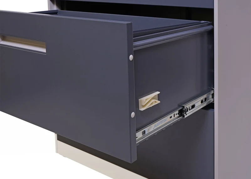 Armoire de bureau avec tiroirs verrouillables pour dossier A4 en acier gris 132x76x46cm 04_0001031