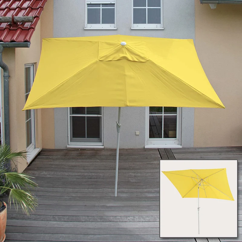 Parasol de jardin 2x3m rectangulaire inclinable polyester/aluminium 4,5kg jaune 04_0003893