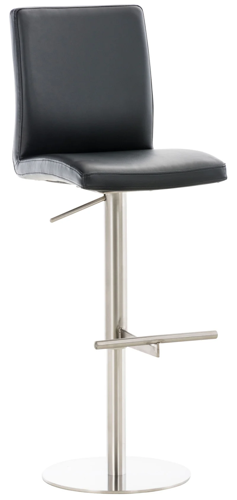Lot de 2 tabourets de bar avec repose-pieds et dossier assise en similicuir noir cadre acier inoxydable 10_0006064