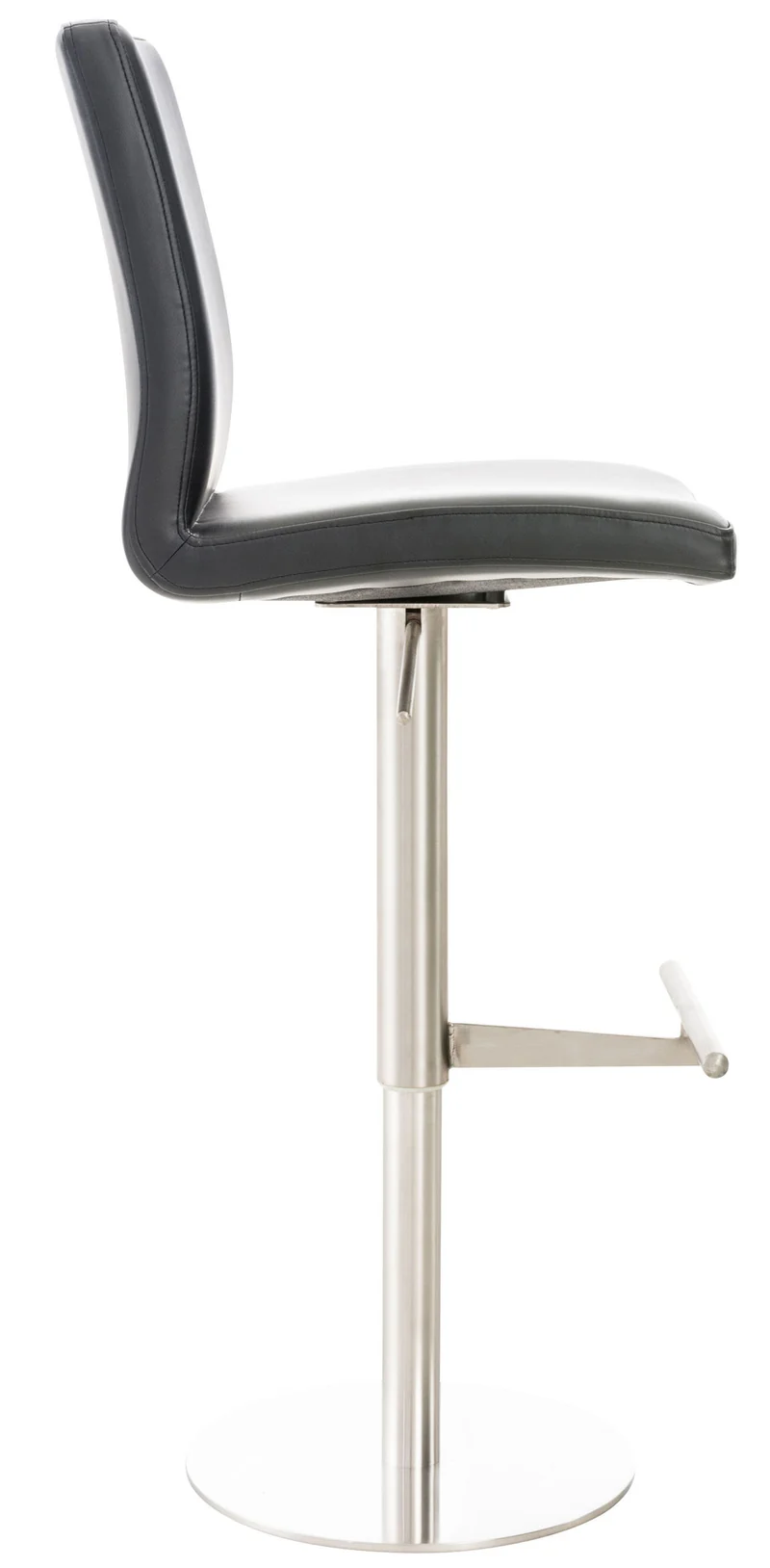 Lot de 2 tabourets de bar avec repose-pieds et dossier assise en similicuir noir cadre acier inoxydable 10_0006064