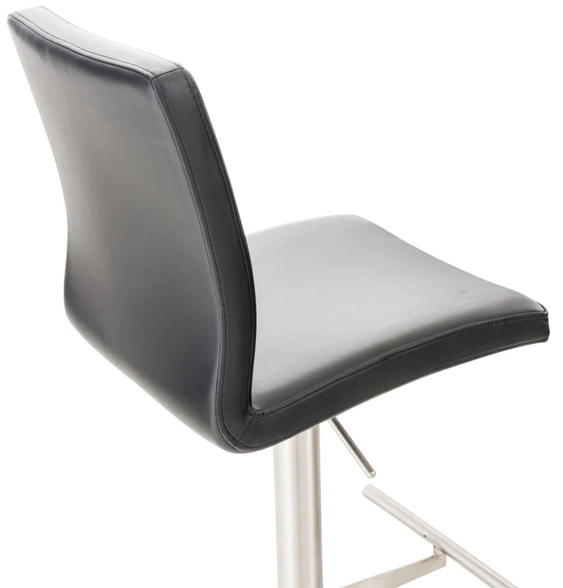 Lot de 2 tabourets de bar avec repose-pieds et dossier assise en similicuir noir cadre acier inoxydable 10_0006064