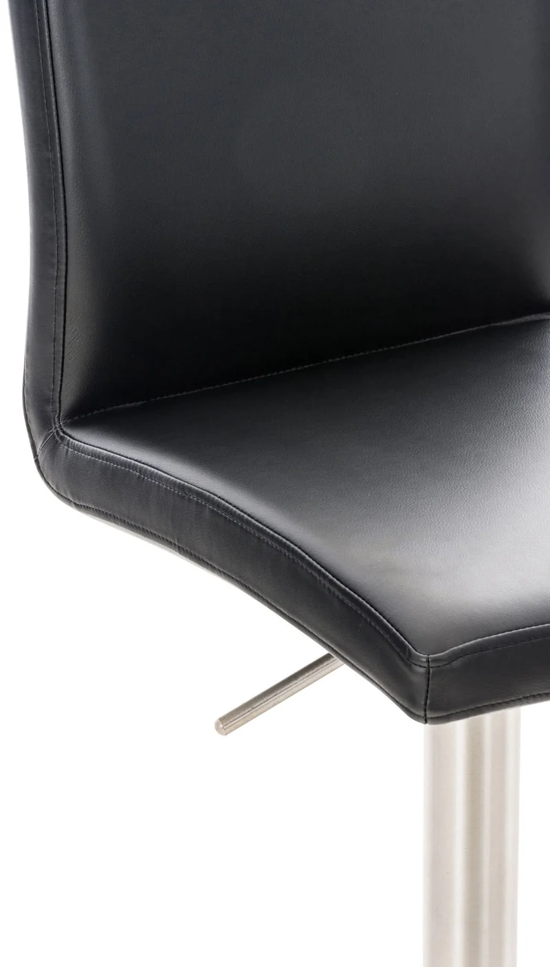 Lot de 2 tabourets de bar avec repose-pieds et dossier assise en similicuir noir cadre acier inoxydable 10_0006064
