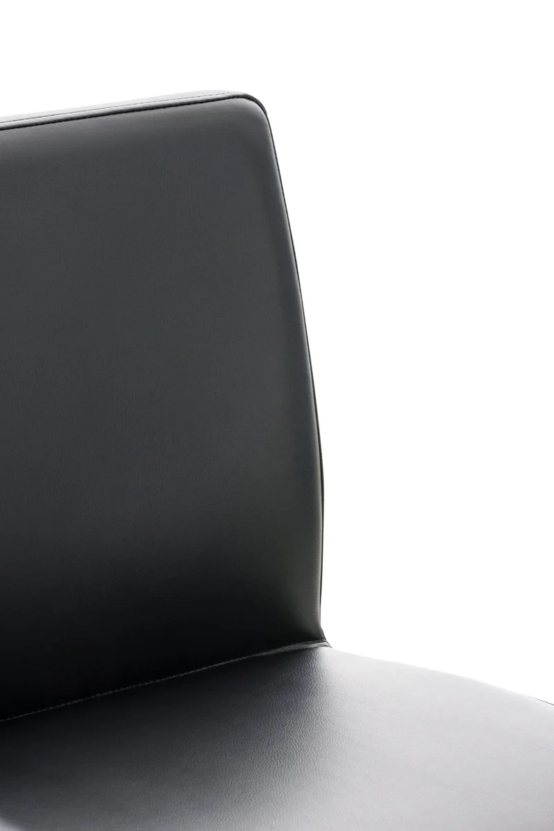 Lot de 2 tabourets de bar avec repose-pieds et dossier assise en similicuir noir cadre acier inoxydable 10_0006064