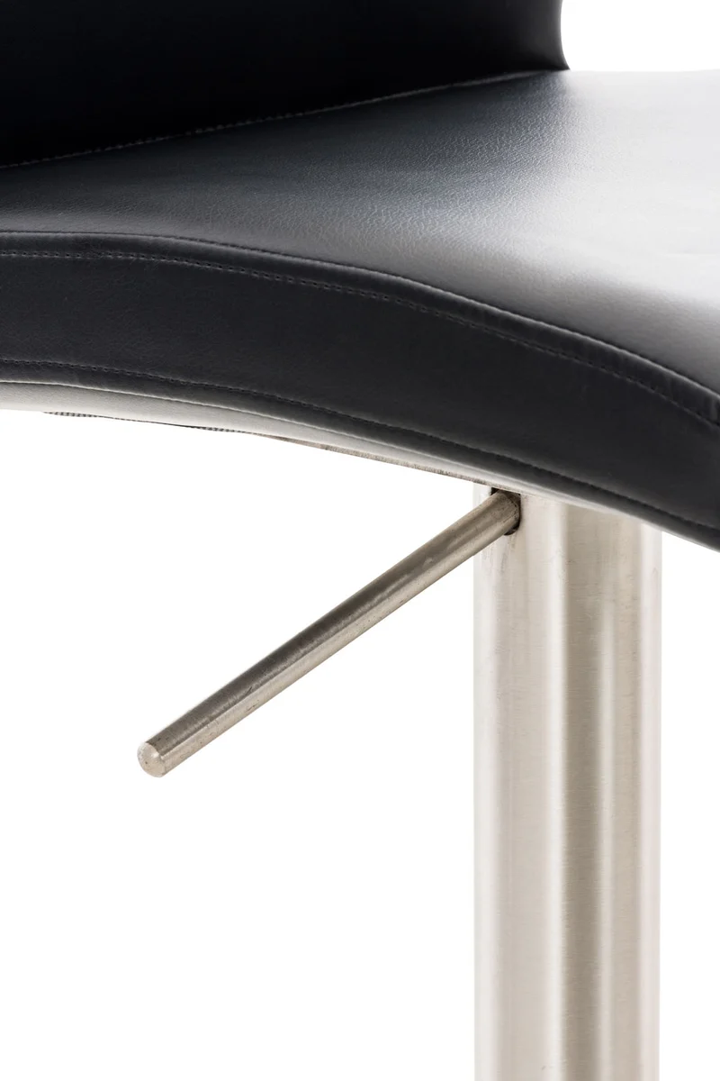 Lot de 2 tabourets de bar avec repose-pieds et dossier assise en similicuir noir cadre acier inoxydable 10_0006064