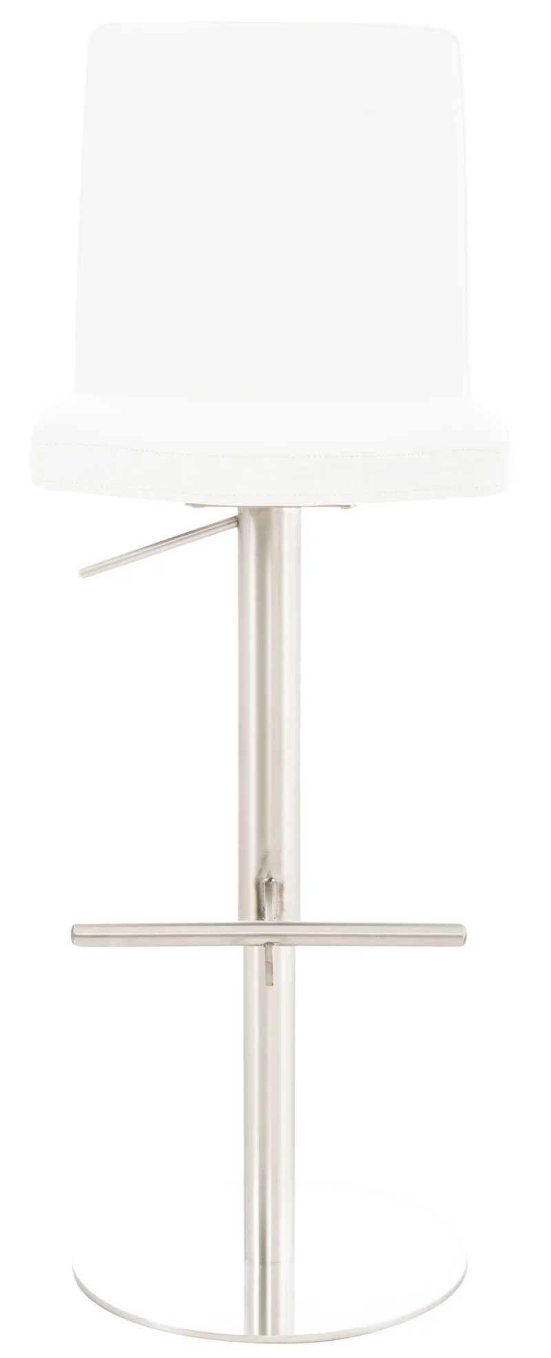 Tabouret de bar x1 réglable en hauteur et pivotant à 360° plateforme ronde en métal assise en PVC blanc 10_0004563