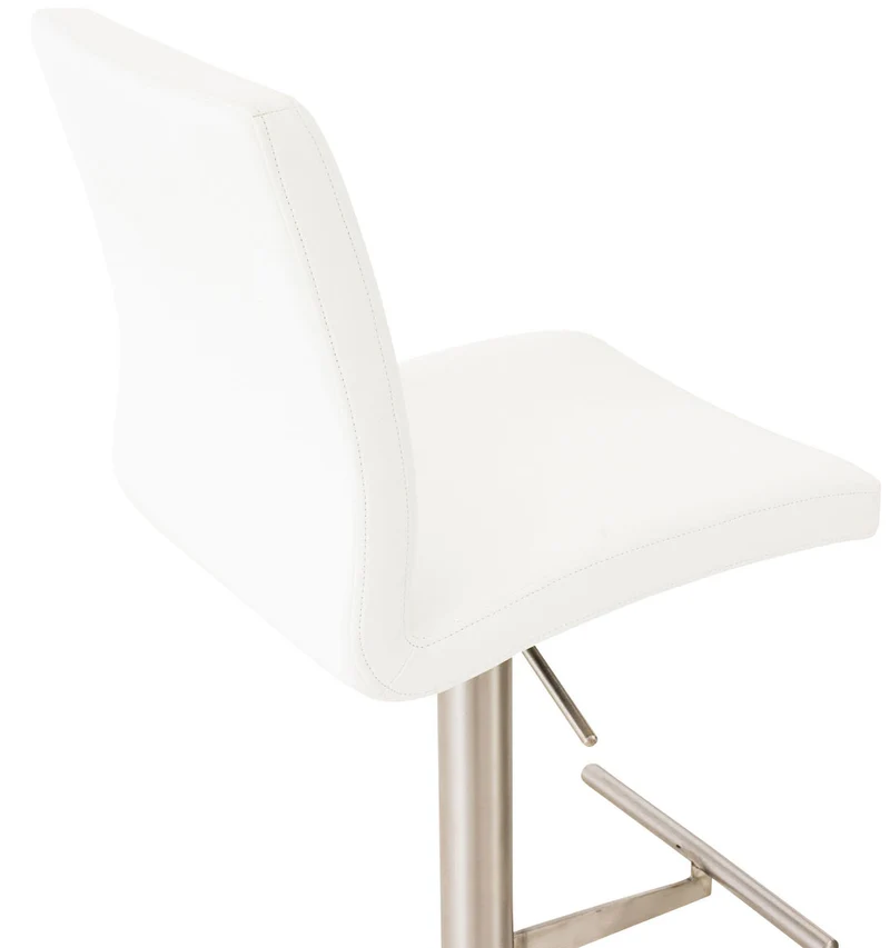 Tabouret de bar x1 réglable en hauteur et pivotant à 360° plateforme ronde en métal assise en PVC blanc 10_0004563