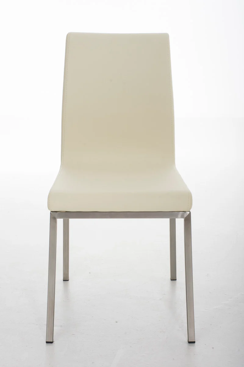 Chaise de salle à manger x1 style épuré en PVC crème et acier inoxydable 10_0002008